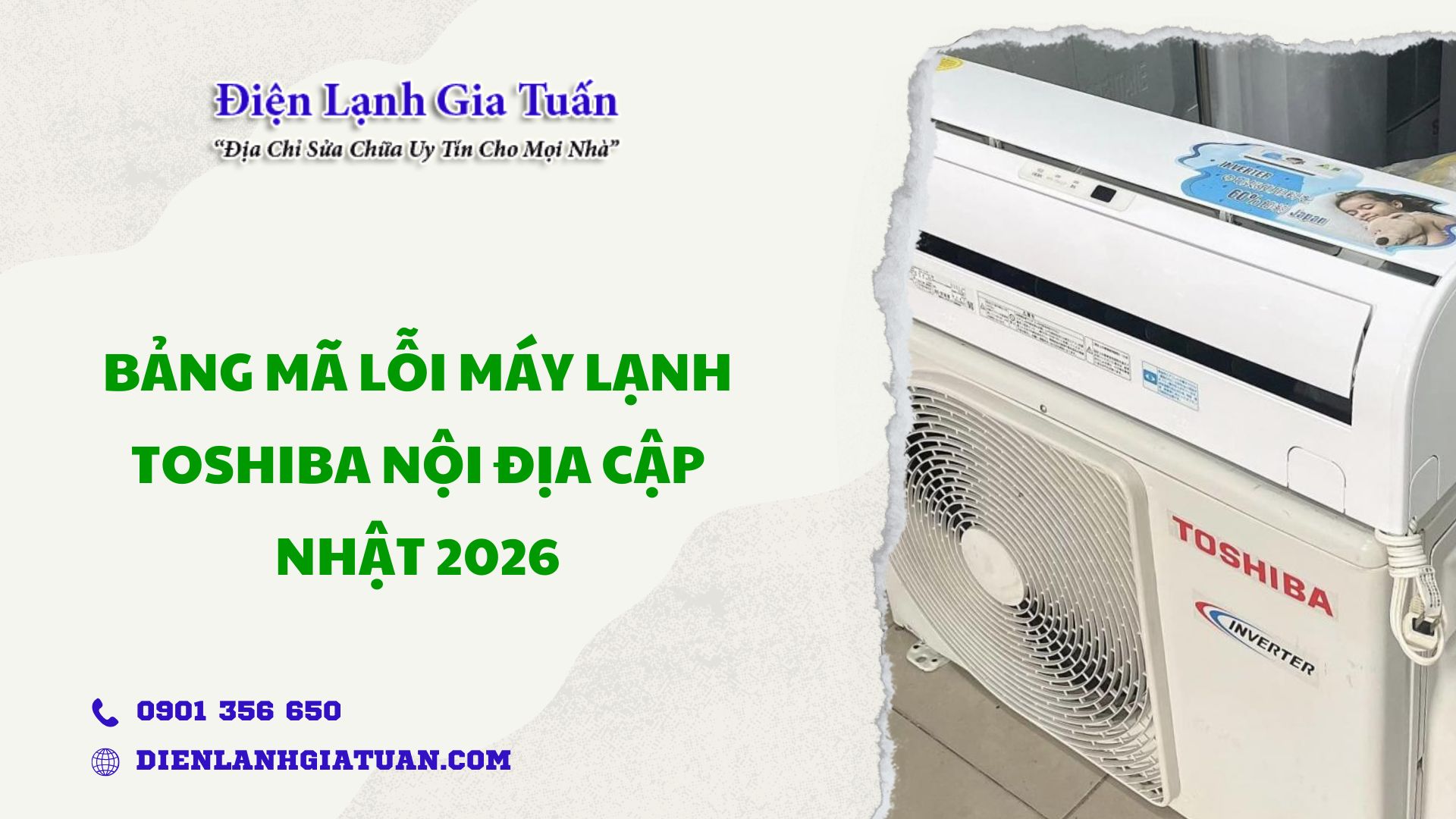 Bang ma loi may lanh Toshiba noi dia cap nhat 2026